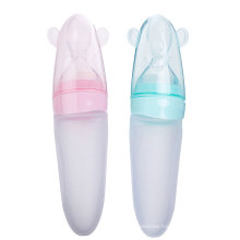 Silicone Baby Spoon Feeder Bottle Squirt Silicone Baby Food Dispensing Spoon Baby Bottle Squeeze Spoon